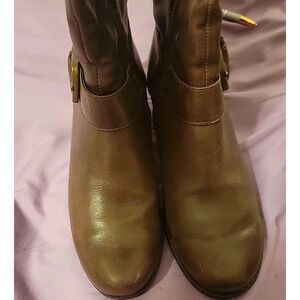 Baretraps ADELE Women's Motorcycle Boots Brown Cycle Side Zip Vtg 70s